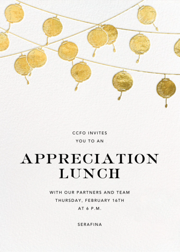 Golden String Lanterns - Appreciation Event Invitation by Paperless Post