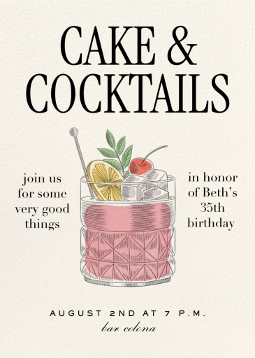 Nightcap - Birthday Invitation by Martha Stewart