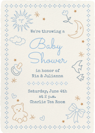 Invitación con osito de peluche celestial