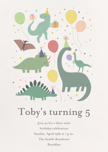 Balloons and Dinos - Birthday Invitation by Little Cube