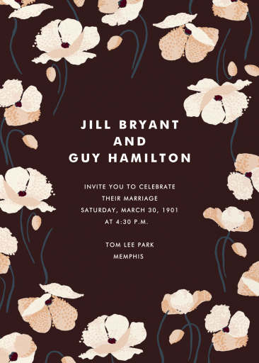 Dark Floral Poppy Invitation