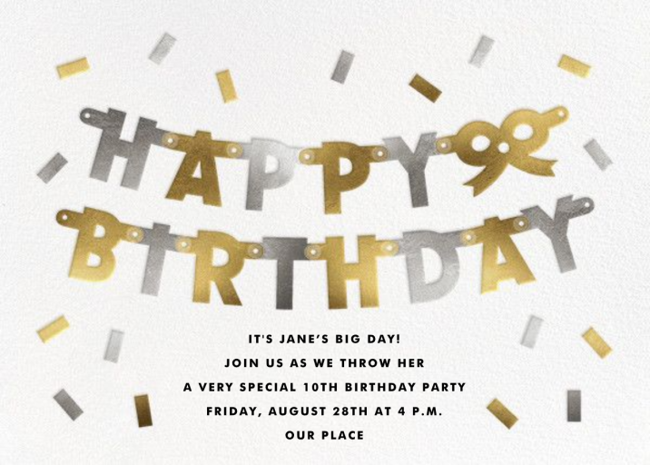 Lettered Bunting - Birthday Invitation by The Indigo Bunting