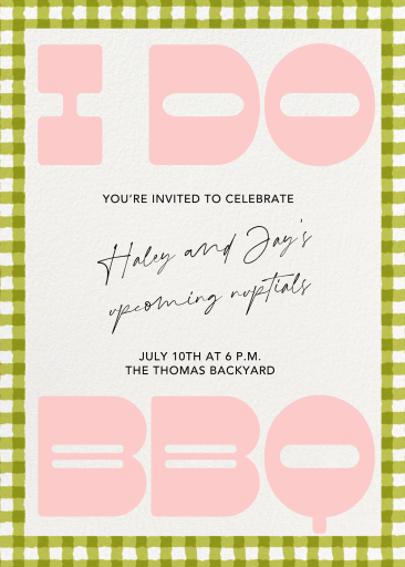 Boda barbacoa - Invitación para la despedida de soltera de Paperless Post