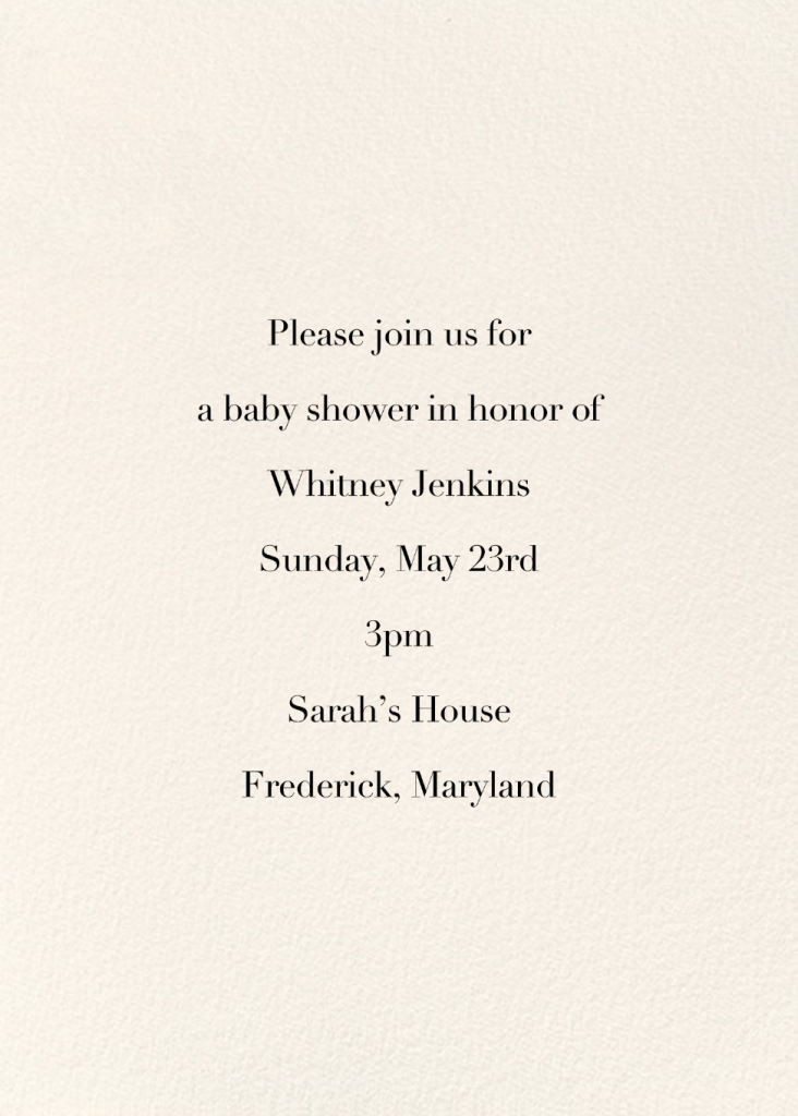 Daisy Place Shower - Celebration Invitation - kate spade new york - Back