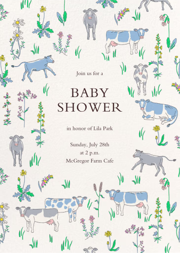 Blue Cows - Baby Shower Invitation by Liberty