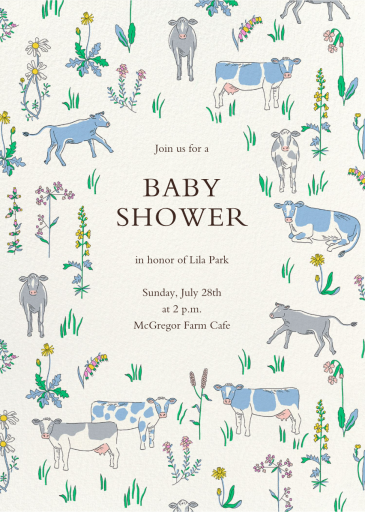 Blue Cows - Baby Shower Invitation by Liberty