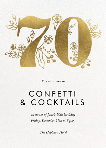 Gold Floral - 70th Birthday Invitation by Rifle Paper Co.