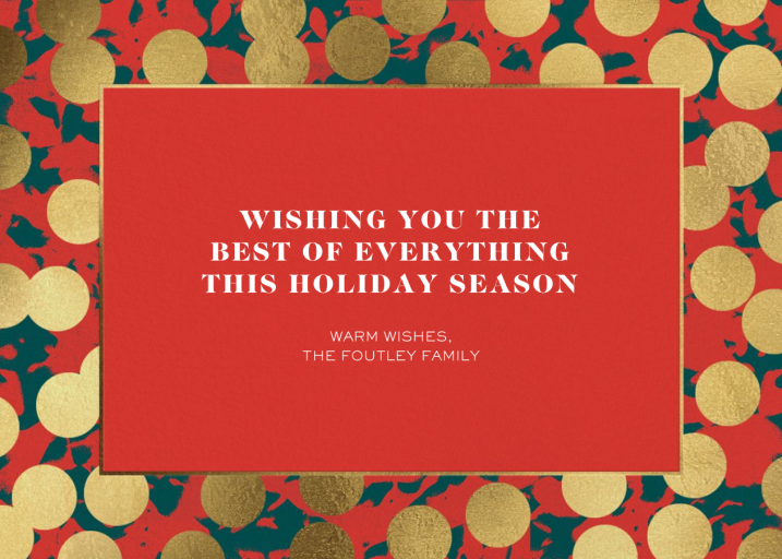 Gold Baubles - Holiday Card by Paperless Post - Back