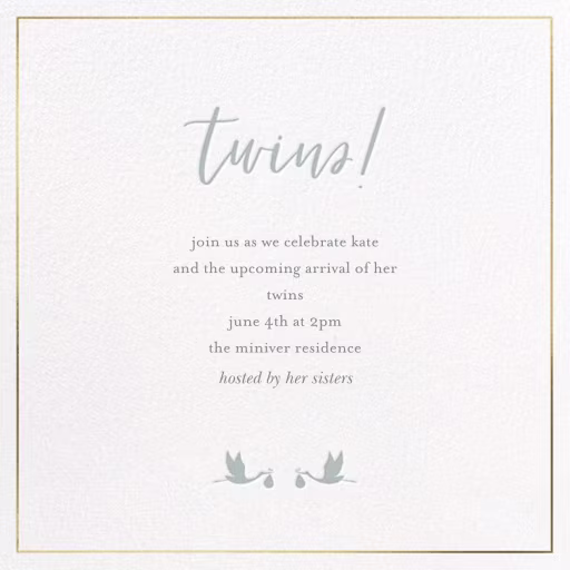 Small Storks - Baby Shower Invitation by Sugar Paper