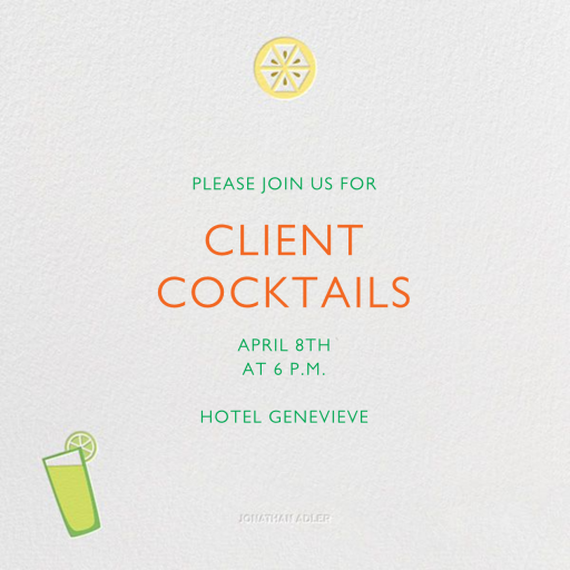 Margarita Mixer - Cocktail Party Invitation by Jonathan Adler - Back