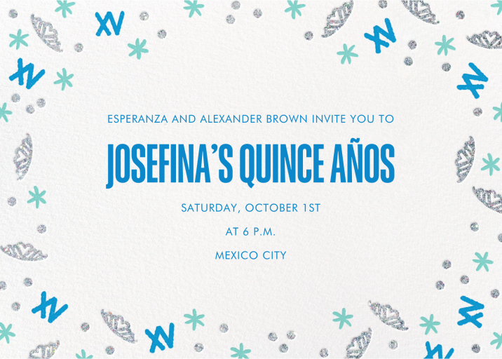 Foto brillante y glamurosa - Invitación para quinceañera de Paperless Post  Parte posterior