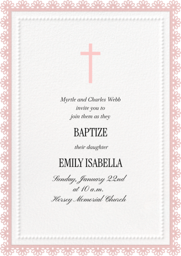 Lace Border - Baptism & Christening Invitation by Paperless Post
