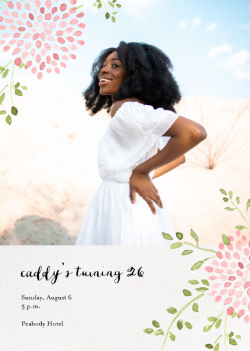 Dahlias Photo (Tall) - Birthday Invitation by Paperless Post