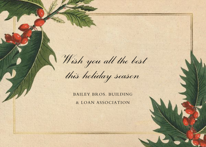 Aquifolium - Holiday Card by John Derian