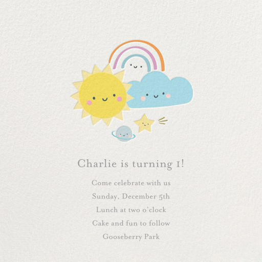 Smiling Skies - First Birthday Invitation by Little Cube