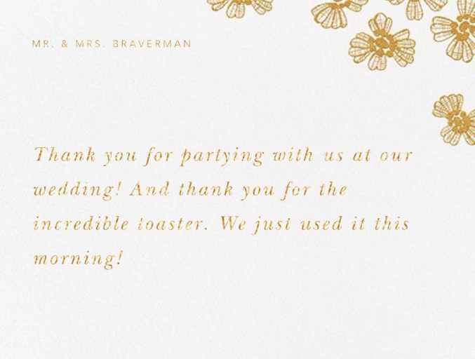 Petals on Lace Thank You by Oscar de la Renta