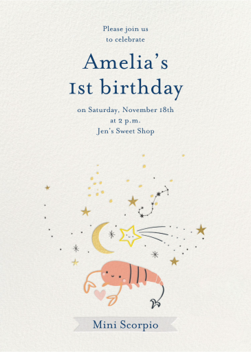 Star Sign - First Birthday Invitation by Little Cube