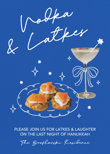 Vodka and Latkes Hanukkah Invitation