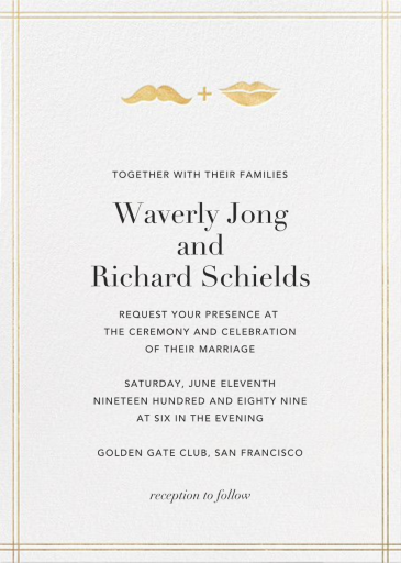 Lips and Stache (Wedding) - Invitation by Jonathan Adler