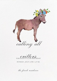Donkey in the Meadow - Birthday Invitation by Happy Menocal