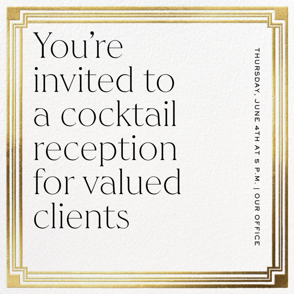 Gold Trimmed - Corporate Reception Invitation | Send online instantly ...