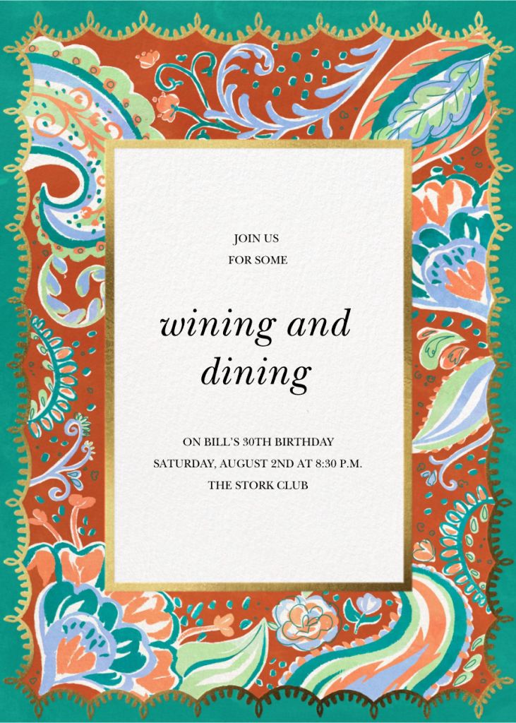 Abstract Paisley Border Invitation