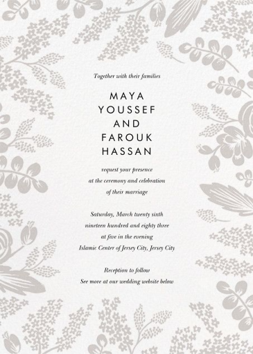 Heather and Lace (Photo Suite) - Invitation by Rifle Paper Co. - Back