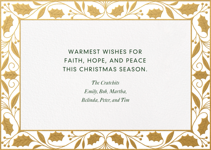 Golden Holly Horizontal - Christmas Card by Paperless Post - Back