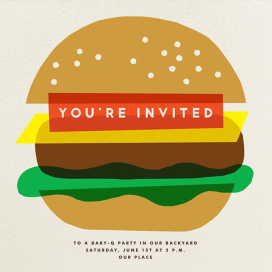 Burger and Bun - Baby Shower Invitation by The Indigo Bunting
