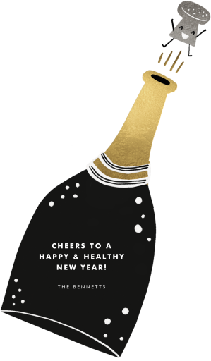 Champagne Pop Happy New Year Card - Back