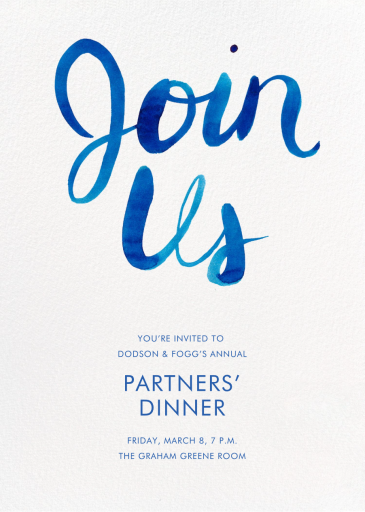 Join Us (Watercolor Script) - Corporate Reception Invitation by Linda and Harriett