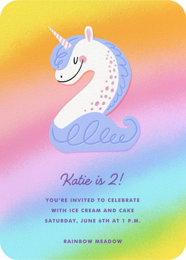 Unicorn Numeral - Birthday Invitation by Hello!Lucky