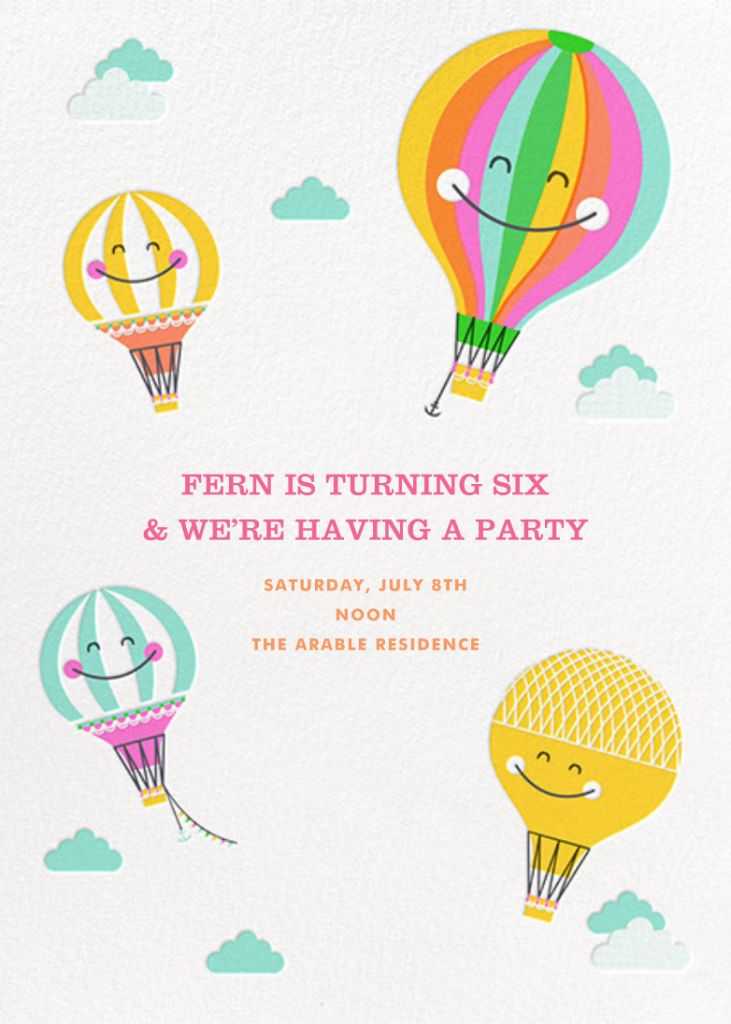 Happy Balloons Birthday Invitation Send online instantly RSVP