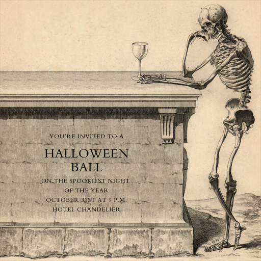 Skeleton with Drink - Party Invitation by John Derian