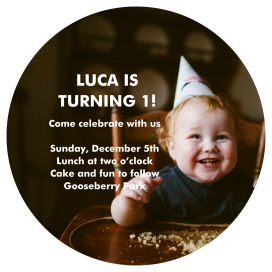 Photo Party Hat 1st Invitation