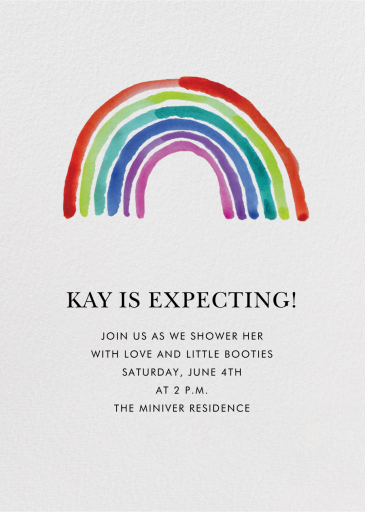 Watercolor Rainbow - Baby Shower Invitation by Linda and Harriett