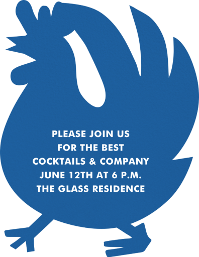 Cocktail Rooster - Invitation by Cheree Berry Paper & Design - Back