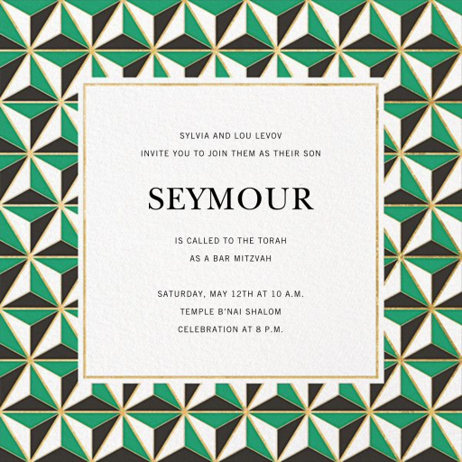 Tetrahedron - Bar & Bat Mitzvah Invitation by Jonathan Adler