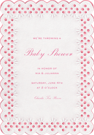 Pink Eyelet Lace Baby Invitation