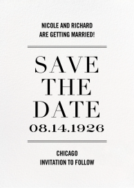 Klassische „Save the Date“-Karte in Schwarz-Weiß