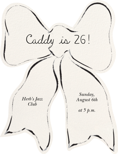 Black Tie Bow - Birthday Invitation by Ten Story Stationery