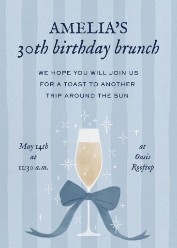 Blue Bow Champagne Invitation