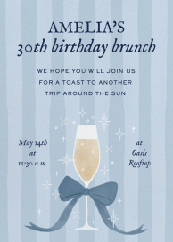 Blue Ribbon Champagne Invitation
