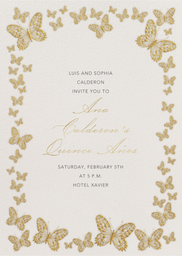 Butterfly Border - Quinceañera Invitation by Bernard Maisner
