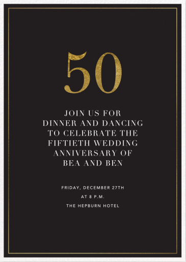Classic Black and Gold Border - Anniversary Invitation by Sugar Paper