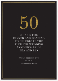 Classic Black and Gold Border - 50th Anniversary Invitation by Sugar Paper
