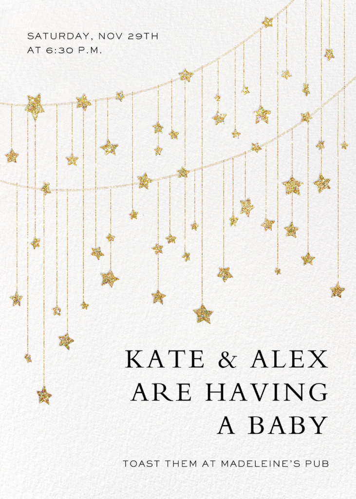 Star Strings - Gold - Baby Shower Invitation - Paperless Post