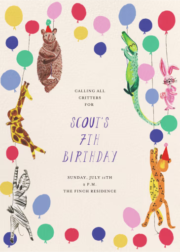 Floating Zoo - Birthday Invitation by Mr. Boddington's Studio