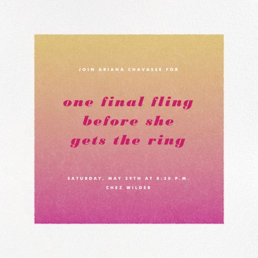 Gradient White Border - Bachelorette Party Invitation by Paperless Post