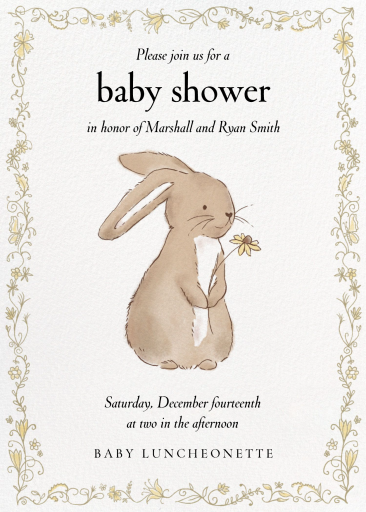 The Flower and the Bunny - Baby Shower Invitation by Paperless Post